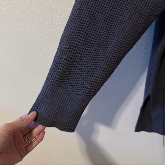 Athleta Handover Refined Wool Blend V Neck Ribbed Sweater Purple/Gray - Picture 5 of 8